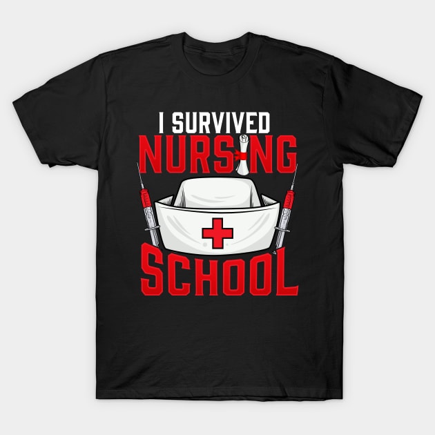 Cute I Survived Nursing School RN Graduation T-Shirt by theperfectpresents